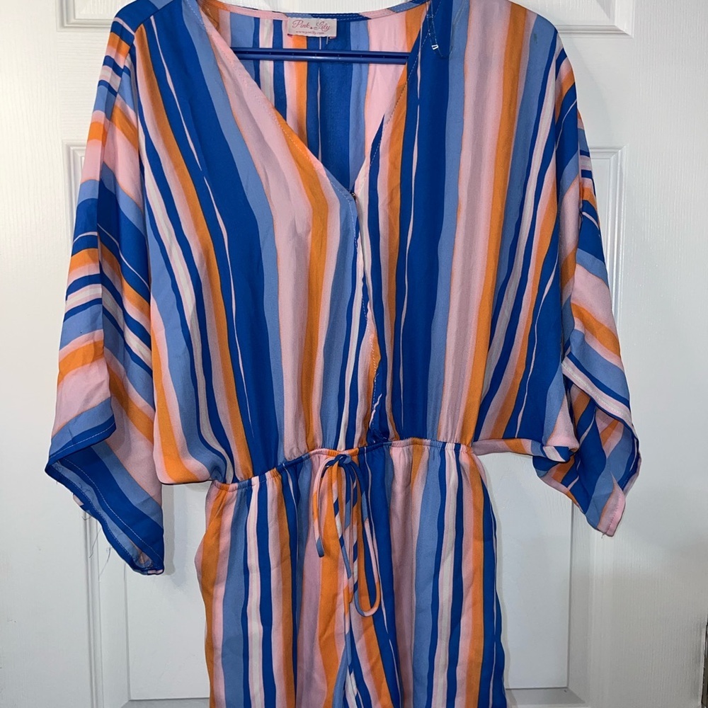 Colorful Striped Romper pink Lilly fits medium